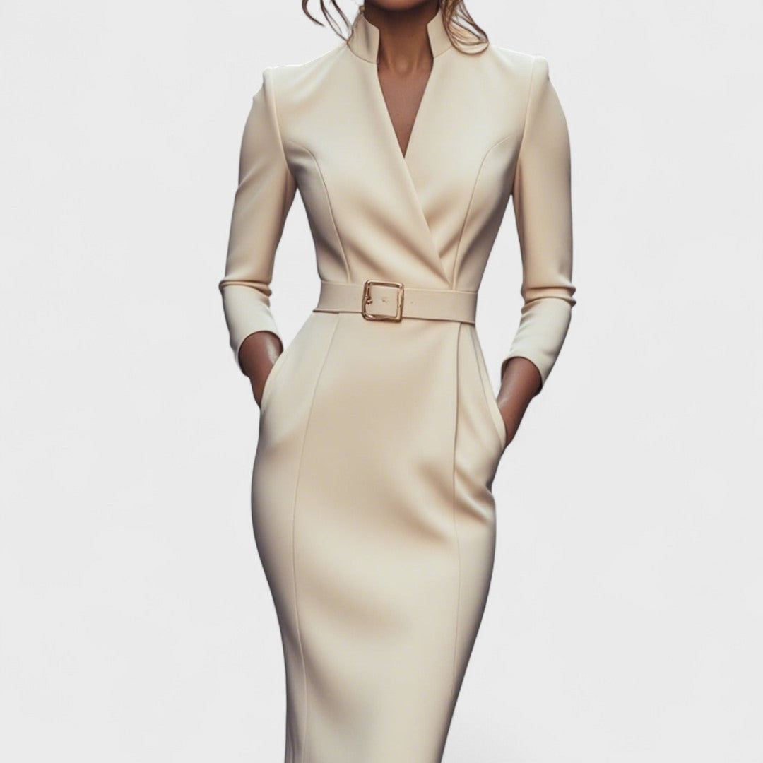 Lunori™ | Mandarin Luxe – Maxi šaty s páskem