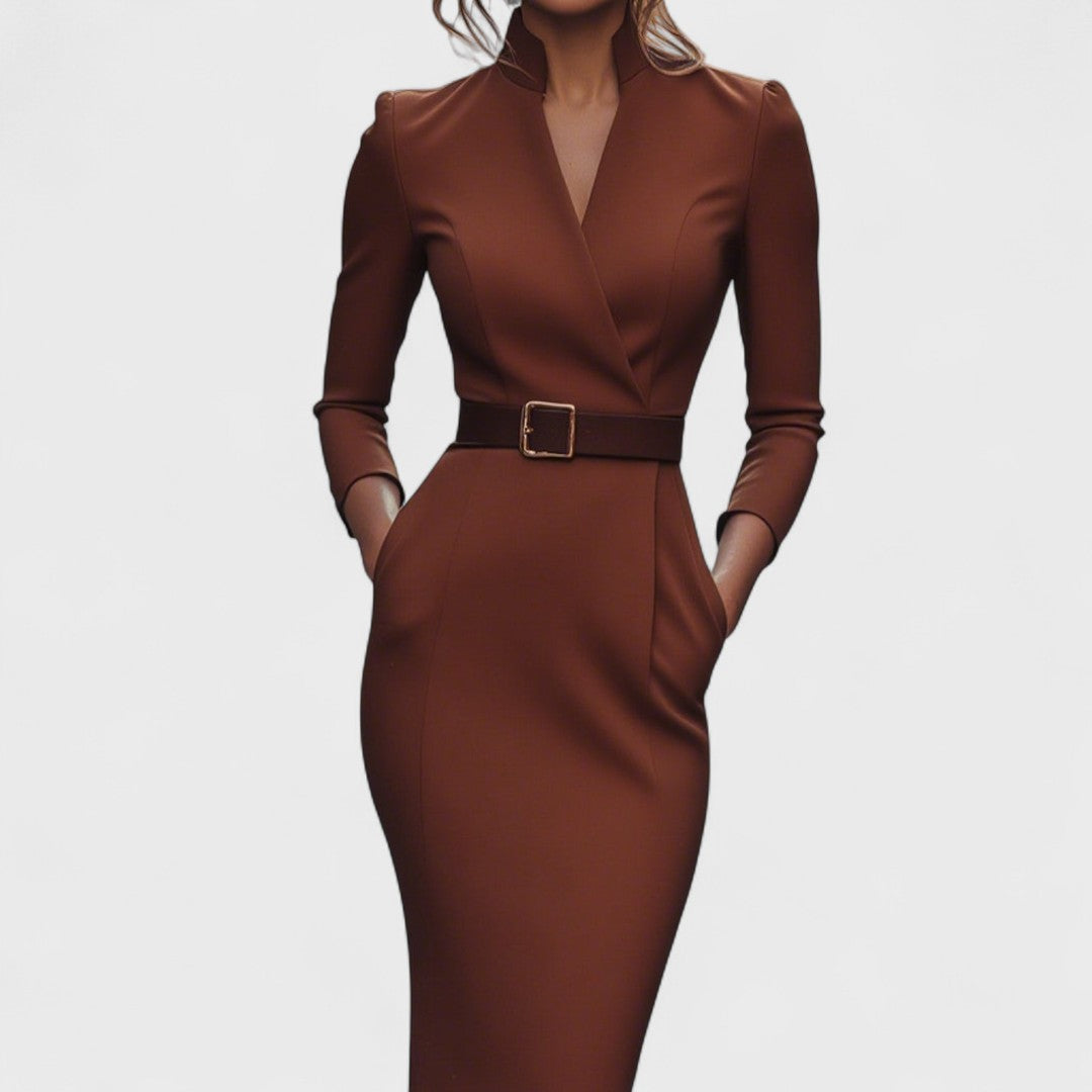 Lunori™ | Mandarin Luxe – Maxi šaty s páskem