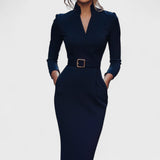 Lunori™ | Mandarin Luxe – Maxi šaty s páskem