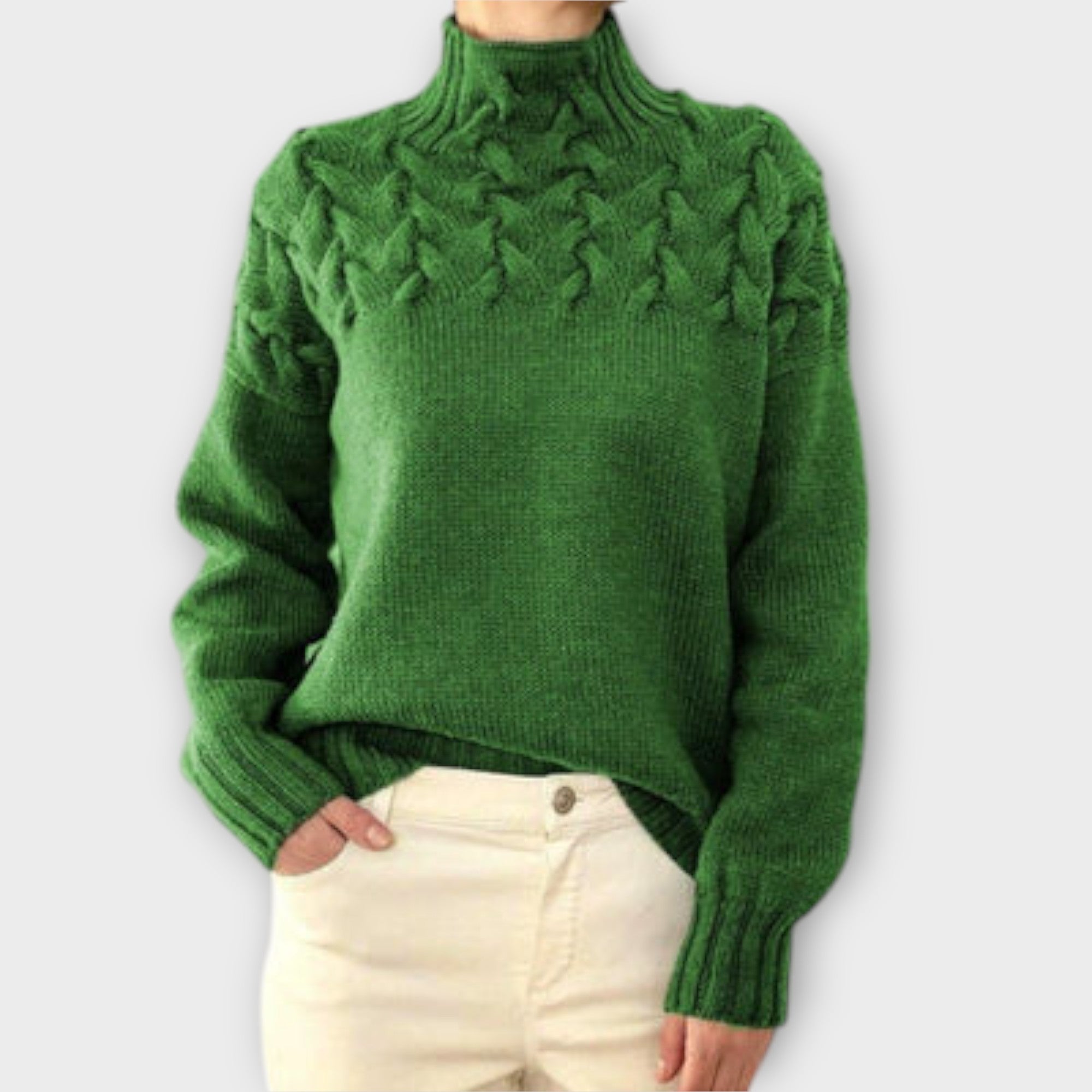 Dámský svetr s kabelovým pletením