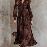 Lunori™ Marlene | Midi šaty Paisley se zipem na krku