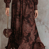 Lunori™ Marlene | Midi šaty Paisley se zipem na krku